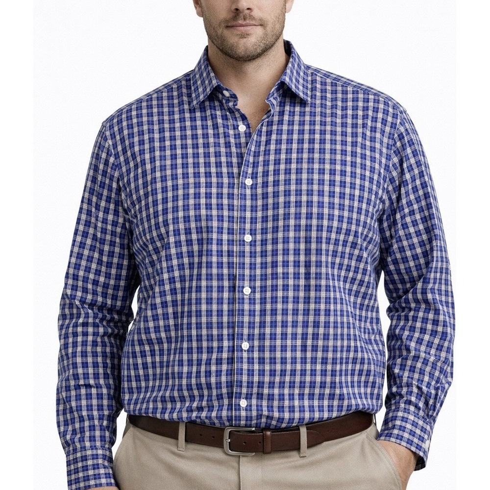 Charles Tyrwhitt Weekend Blue Plaid Slim Fit Button Down Shirt Size L